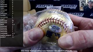 Product Hit ! 2021 Tristar Platinum Edition Auto Baseballs 4 Box Random Letters #6 ~ 3/4/21