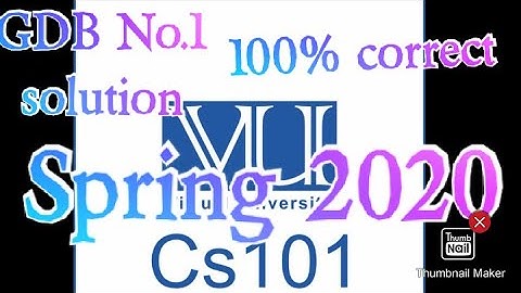 CS101 GDB No 1 Solution Spring 2020.