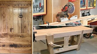Top projet et réalisation Menuiserie : Porte en bois rustique, établi en bois,  Plan de travail