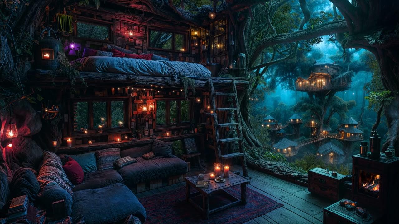 π΅ Tree House Life: Enchanted Forest in the Rain | Ambient Music with Nature Sounds | 4K | 10 hours π΅ Tree House Life: Enchanted Forest in the Rain | Ambient Music with Nature Sounds | 4K | 10 hours