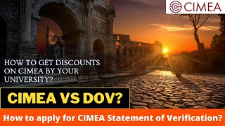 How to apply for the CIMEA Statement of Verification? | Discounts | Skip DOV | Study in italy