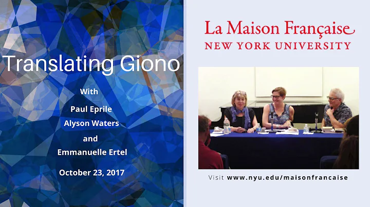 Translating Giono with Paul Eprile, Alyson Waters,...