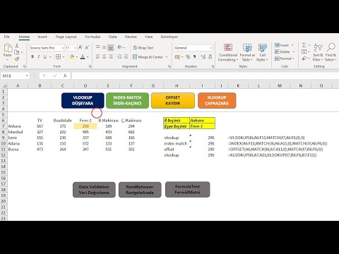 Excel&rsquo;de 4 Güzel Fonksiyon, VLOOKUP - INDEX - MATCH - OFFSET - XLOOKUP