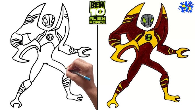 Como desenhar o ALIEN X do BEN 10 passo a passo, fácil e rápido (Para  Iniciantes) 