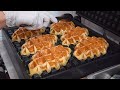 크로플 Croissant Waffles with Various Toppings (Croffles) - Korean Street Food