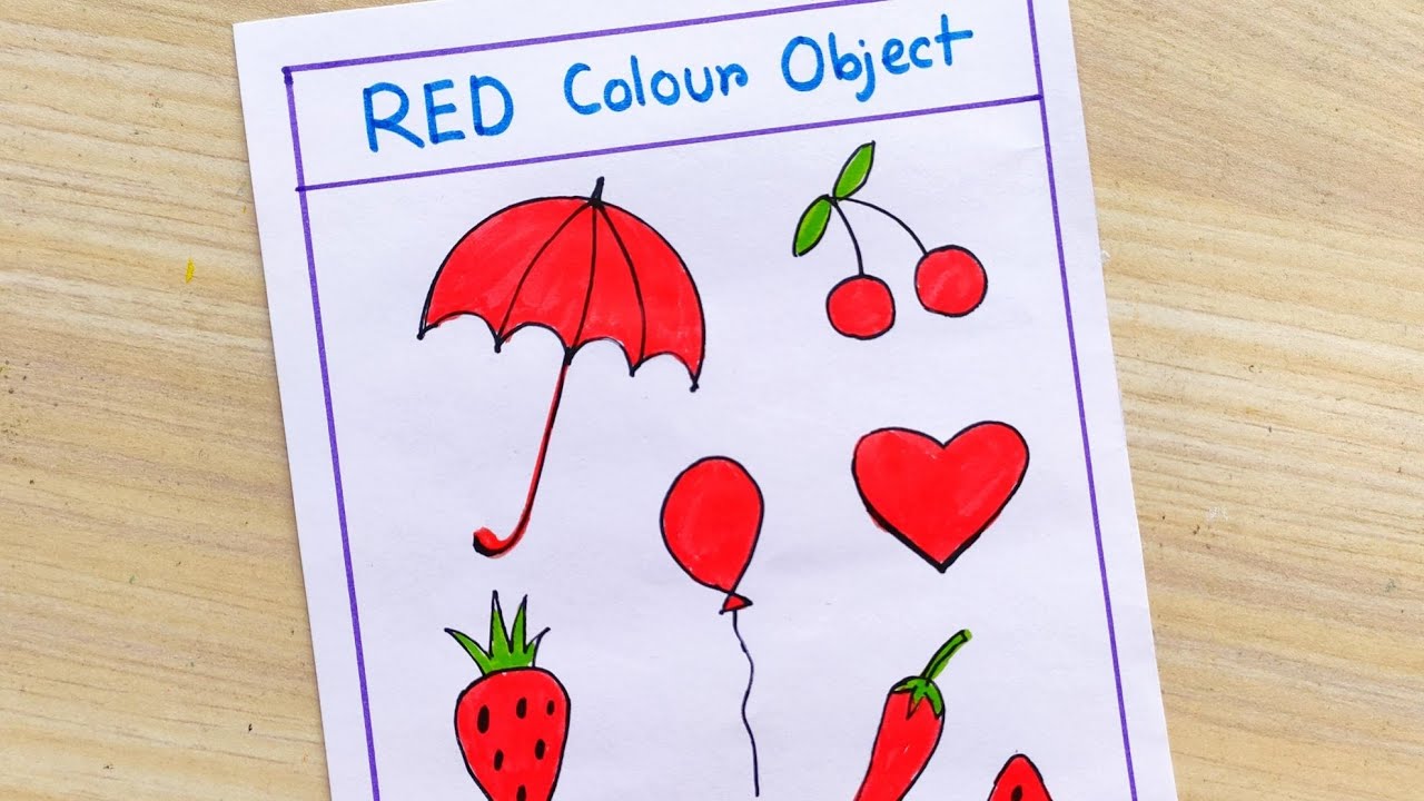 Red Colour Object drawing easy | How to draw red colour things ...