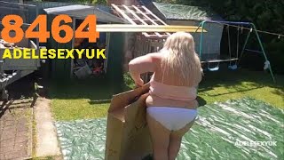 SEXY BBW ADELESEXYUK HAVING FUN MOVING HER HOT TUB AROUND READY FOR CLEANING 8464