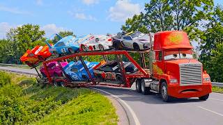 Mack Car Carrier Truck Has Overturned on The Road Loaded with Cars & Lightning McQueen | Pixar Cars screenshot 2
