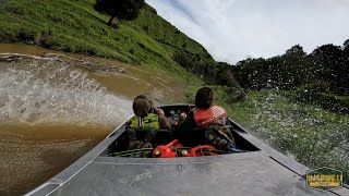 I CRASH THE JETBOAT!! Jetboating FLOODED streams ( epic adventure)