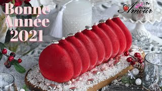 buche du nouvel an aux framboises et chocolat blanc au spray velours by Amour de cuisine Soulef 8,865 views 3 years ago 16 minutes