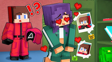 APHMAU PLAYER fell in LOVE with JJ GUARD in SQUID GAME - Maizen Minecraft Animation