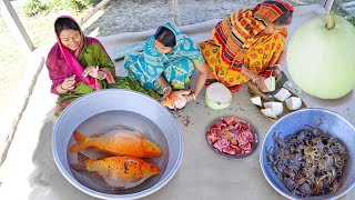 মা গোল্ডফিশের তেলঝাল দারুন বানায় সাথে কাঁকড়া দিয়ে লাউ রান্না আর মাছের ডিমের টক||fish curry recipe