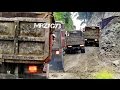 Dump Truck Slip Fail On Steep Slope Komatsu PC228 Excavator Work