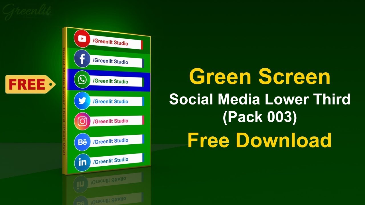 Free Green Screen Social Media Lower Third Pack 3 L Free Download L Down In 2021 Free Green Screen Greenscreen Green Screen Footage