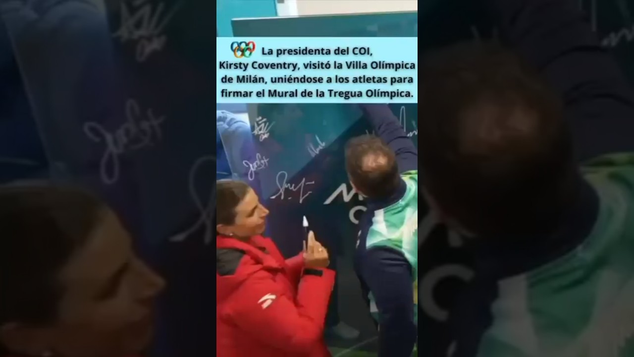 Presidenta del COI, Kirsty Coventry, visitó la Villa Olímpica de Milán, para firmar el Mural Armonia