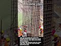 대형 교량 주탑 건설을 위한 철근망 하강 및 결합 공정 #worker #process #concrete #bridge #safety