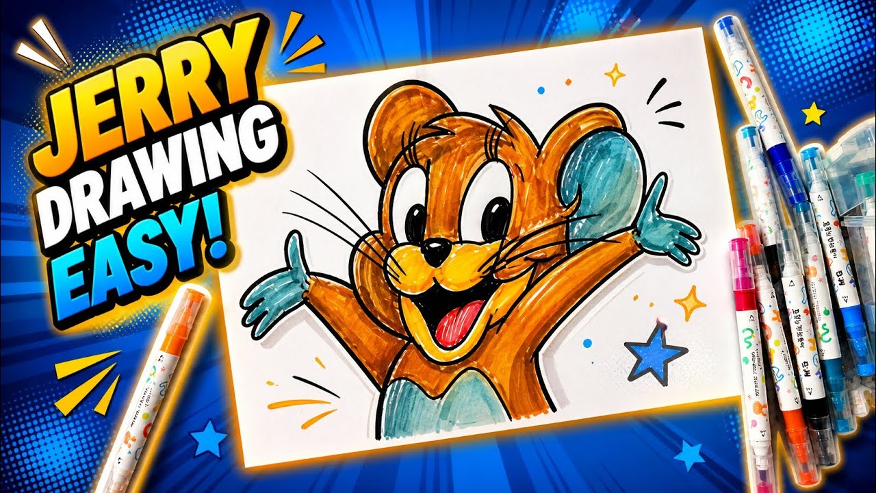Jerry Rice Easy Drawing Draw Jerry in Minutes | Easy Cartoon Drawing Tutorial - YouTube