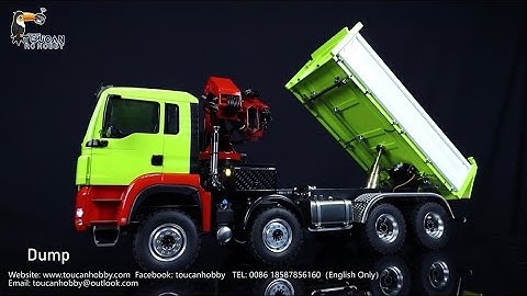 LESU 1/14 8X8 RC Hydraulic 3 WAY Dump Truck with crane, PL18EV, light and sound,2 speed, diff lock.