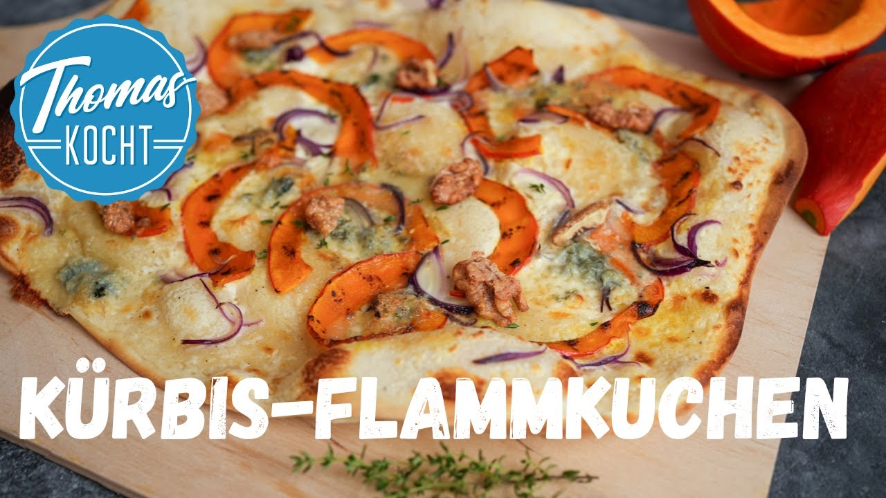 Knuspriger Kürbis-Flammkuchen mit Gorgonzola