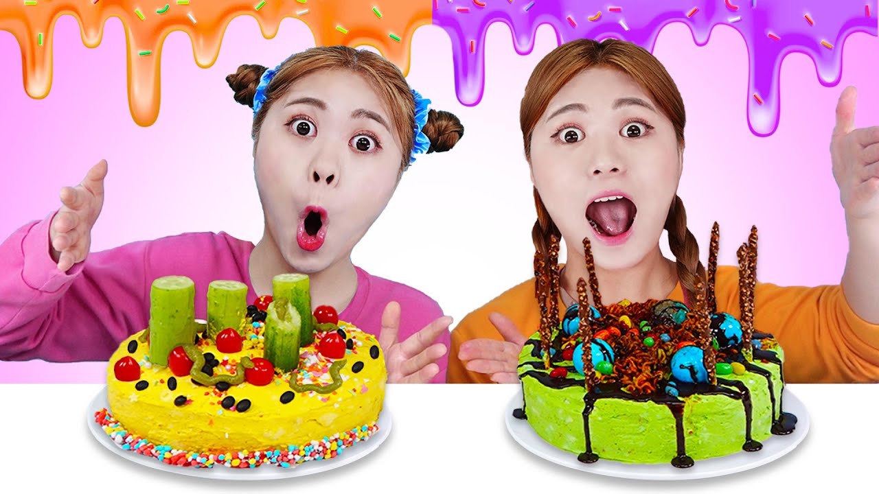 CAKE DECORATING CHALLENGE MUKBANG Spin The Mystery FOOD CHALLENGE With Real Sound by HIU 하이유