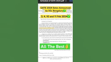 GATE 2024 Exam Dates announced by IISc Bengaluru #gate2024 #iiscbangalore