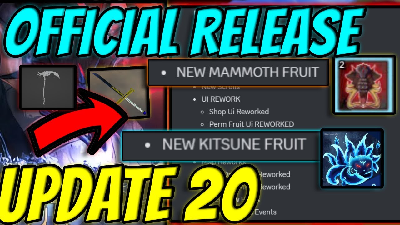 UNCONFIRMED changelog for blox fruits update 20