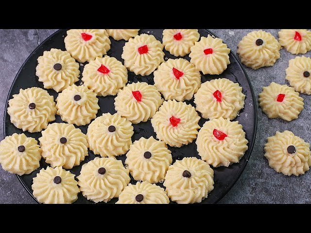 Butter Cookies Melt In Your Mouth | Eggless & Without Oven | Yummy class=