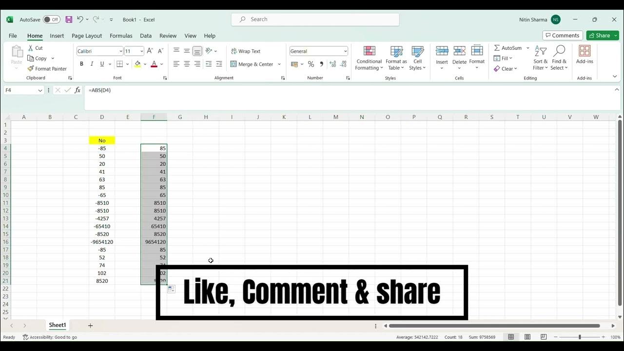 change-the-negative-sign-to-positive-in-excel-in-10-seconds-youtube