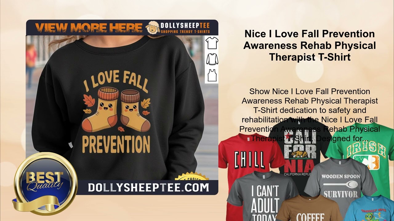 Nice I Love Fall Prevention Awareness Rehab Physical Therapist T-Shirt