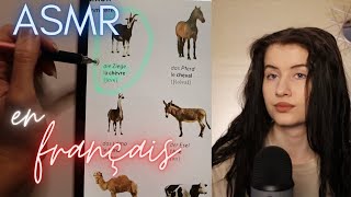 ASMR EN FRANÇAIS / learn FRENCH with me (les noms d'animaux) slow whispering and tracing for sleep 😴