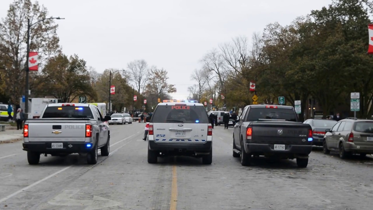 London Police Service escort vehicles at the Remembrance Day Parade