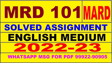 mrd 101 (MARD) solved assignment 2022-23 in english | mrd 101 solved assignment 2023 | mrd 101 2023