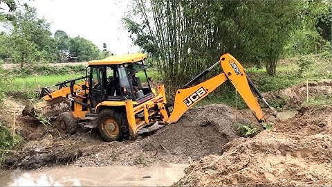 JCB Backhoe Loader Making Bridge Foundation - JCB Road Construction