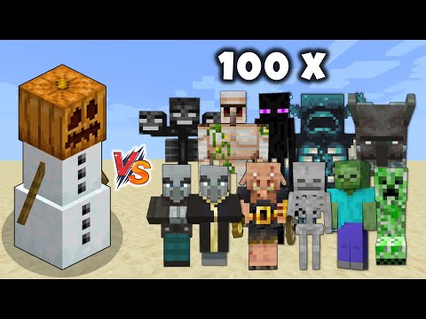 ENDER GOLEM vs All mobs in Minecraft x100 - Ender Golem vs every mob 1v100  