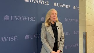 Abigail Spanberger talks with media after her remarks in UVA-Wise