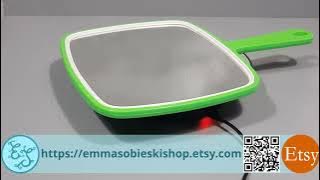 Vintage 1970s Retro Bright Green Square-shaped Hand Mirror