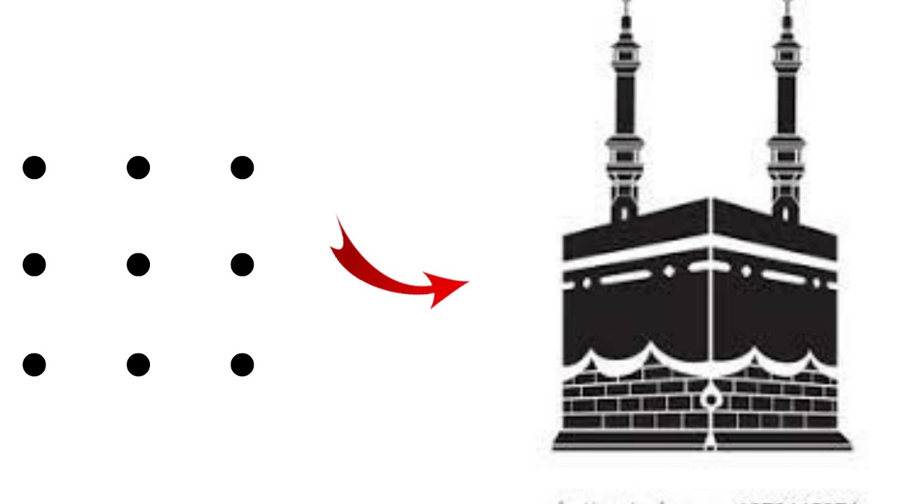 Kaaba Drawing Tutorial | How To Draw An Kaaba With 9 Dots Easy | Dots drawing