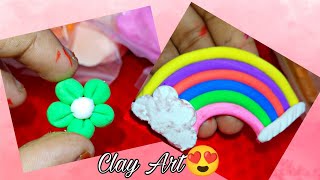 ক্লে দিয়ে রংধনু🌈💝।  Clay art for beginners😍💝.Clay art rainbow🌈 and flower🌼.Tanzia's Ideas