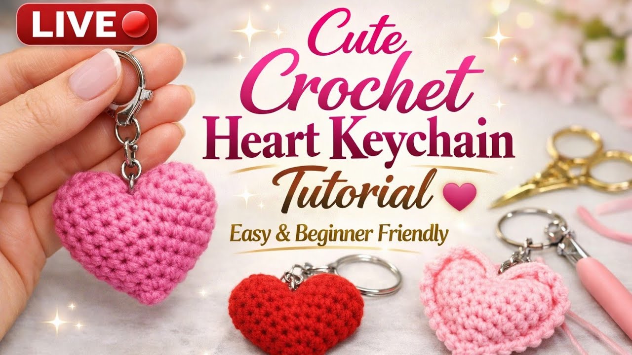 How to Make a Crochet Heart Keychain 💕 | Step-by-Step LIVE Tutorial