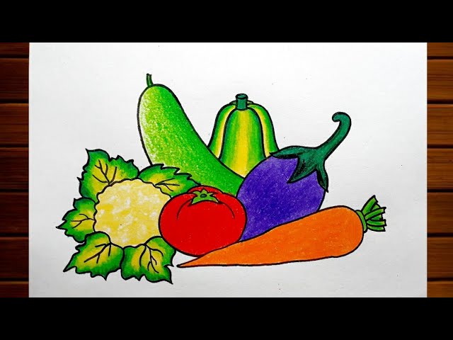 Vegetables and fruits drawing Royalty Free Vector Image