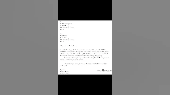 # Sick Application Letter for Corporate Employees # Sick Application leave letter for Office#