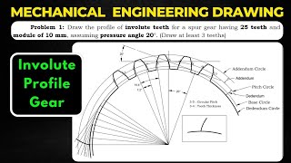 Involute Profile Gear Drawing | ME Drawing | @amadergyantechnical #drawing #engineeringdrawing