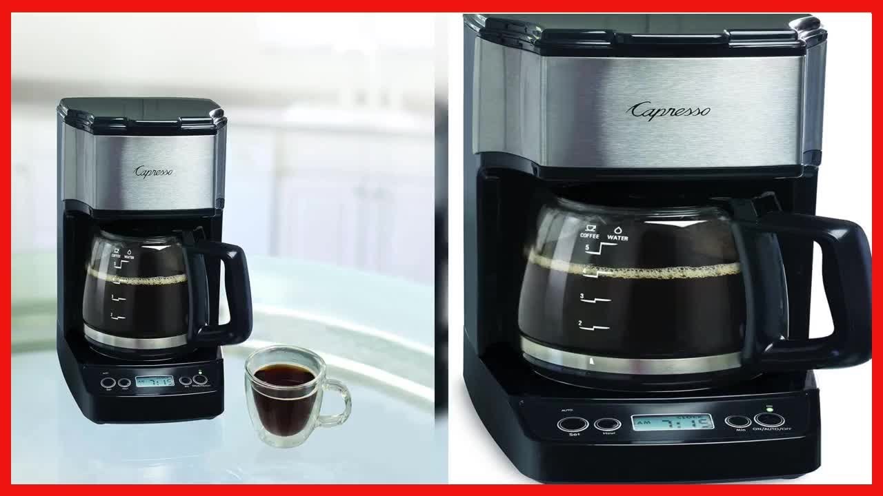 Capresso 5 Cup Mini Drip Coffee Maker, Black and Stainless Steel