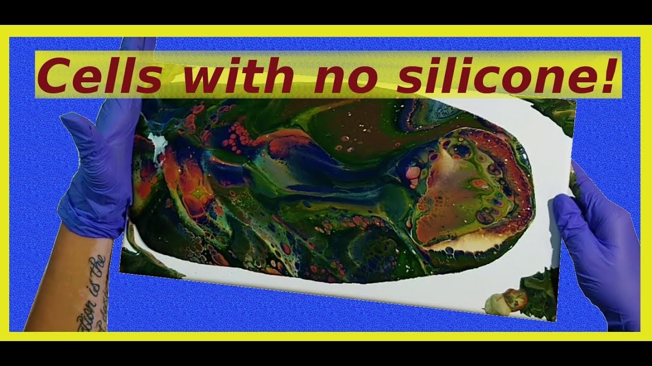 Cells and lacing with no silicone in 2 acrylic pour paintings - YouTube