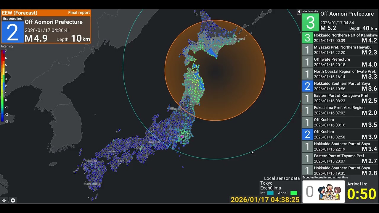 2 earthquake 5.2M and 1.6M 1.Max intensity 3 2. max intensity 1