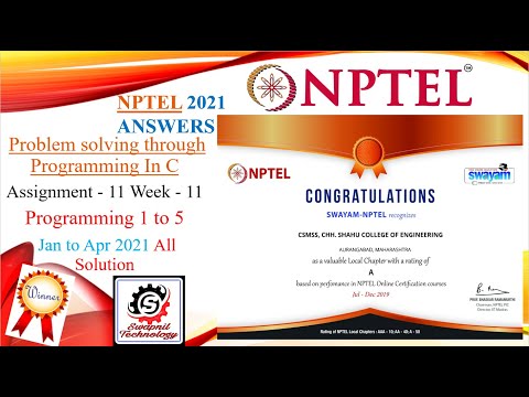 Problem Solving Through Programming In C Solution | Week-11 Assignment Solution | NPTEL Jan-Apr 2021