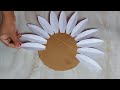 White paper flower wall hanging. Easy wall decoration idea. Paper craft. Diy wall decor. Home decor