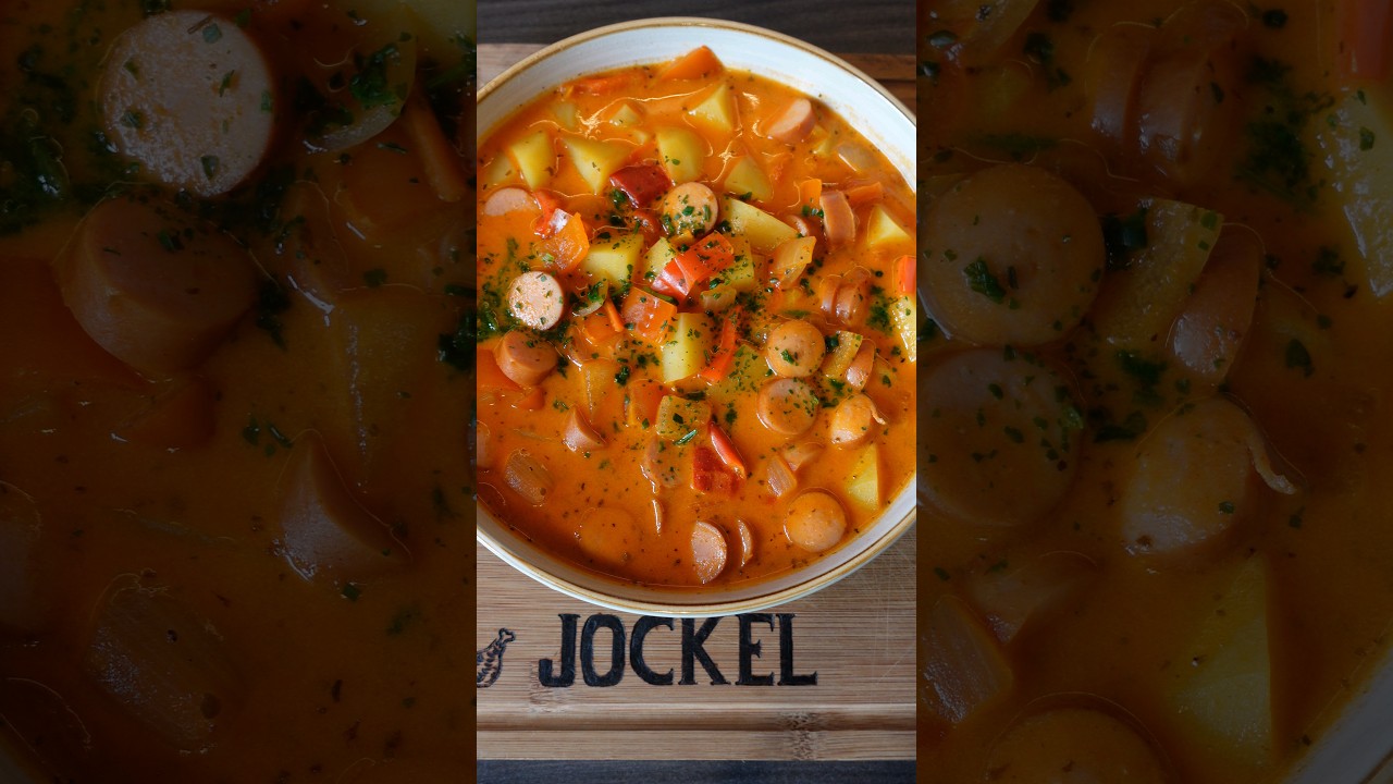 So machst Du Würstchen-Gulasch  mit Paprika und Kartoffeln 