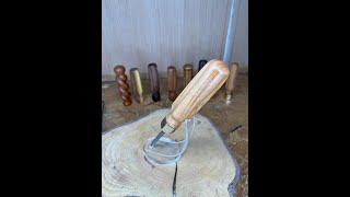 Batch o Tool Handles - Cherry with Brass Hex Ferrule and Three Cove Flutes