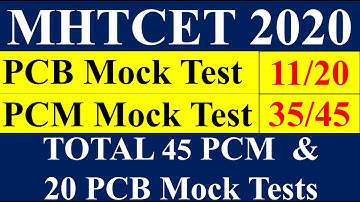 MHTCET 2020 | PCM MOCK Test 35 | PCB Mock Test 11 | Total 45 PCM & 20 PCB Mock Test | Free Mock Test